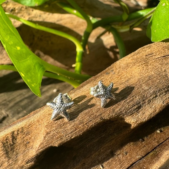 Hand Crafted Jewelry - 925 Sterling Silver earrings Ear Stud starfish NWot